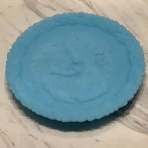 Fenton blue satin glass Mother’s Day plate